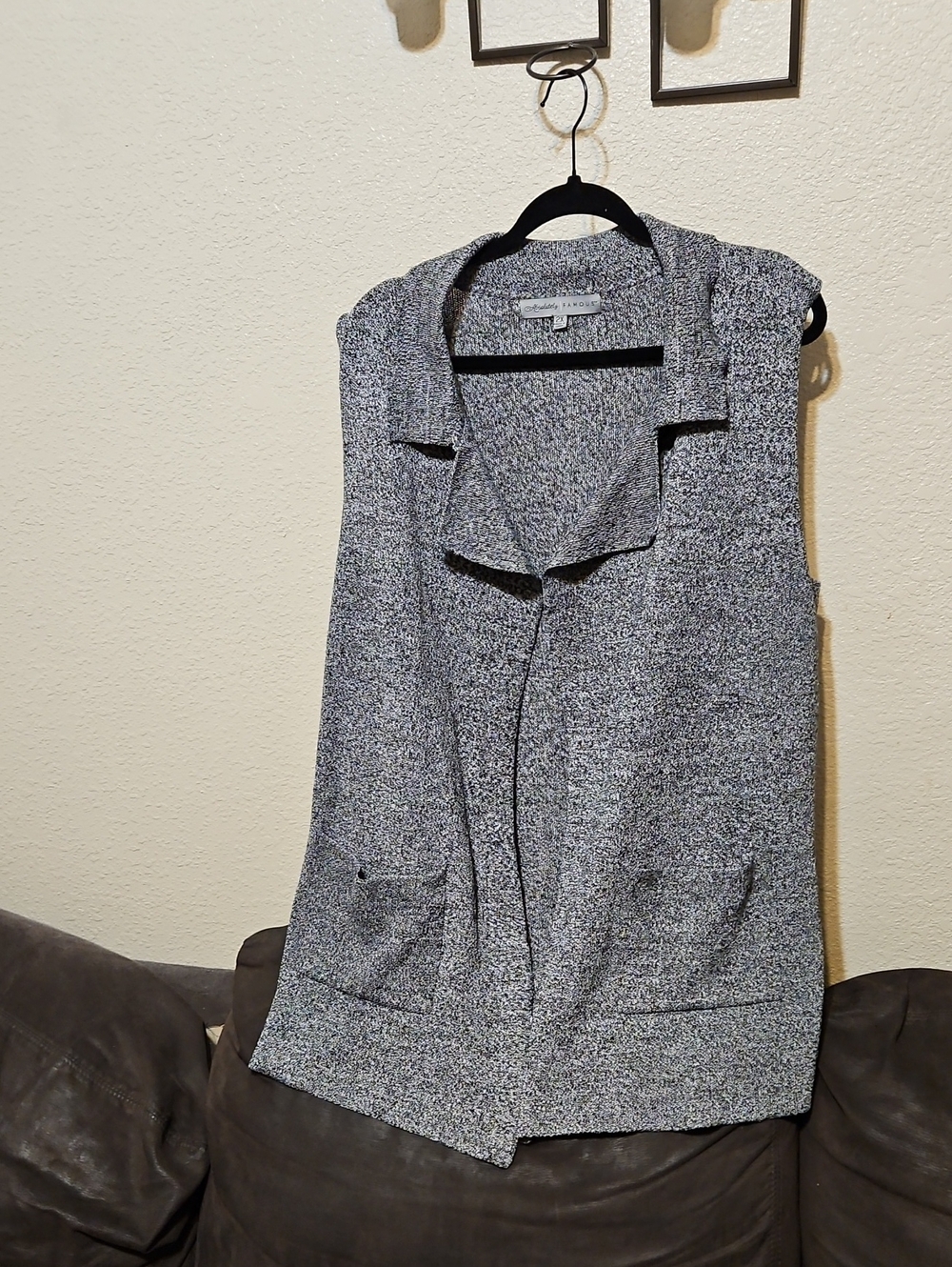 Absolutely Famous Marled Gray Open-Front Sleeveless Vest